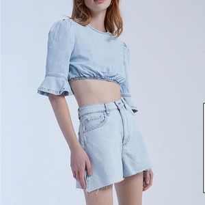 WeWoreWhat denim crop top